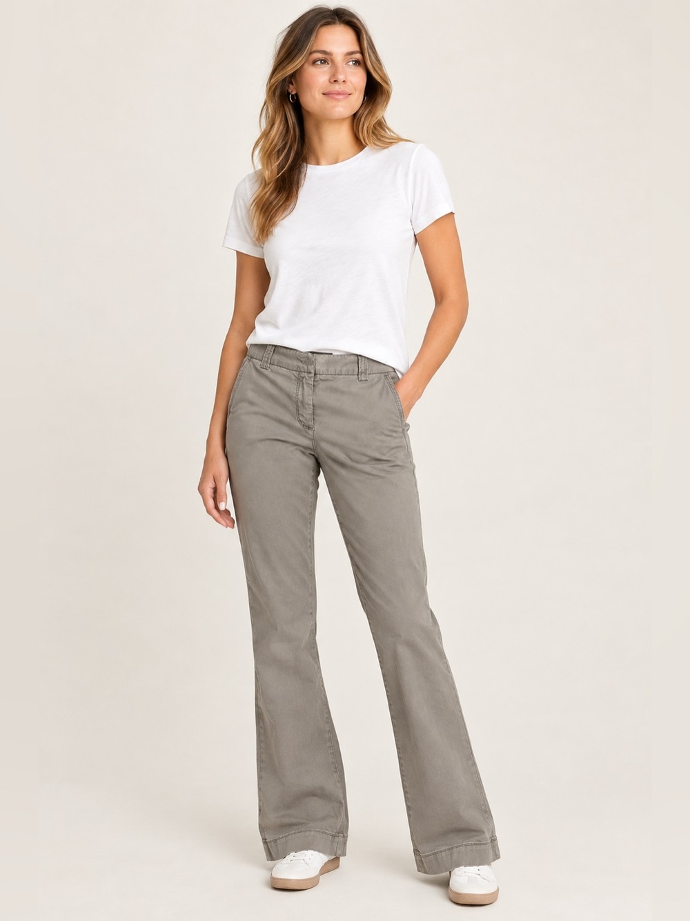 J. Crew City Fit Mid-Rise Chino Trousers Women 8 Khaki Tan